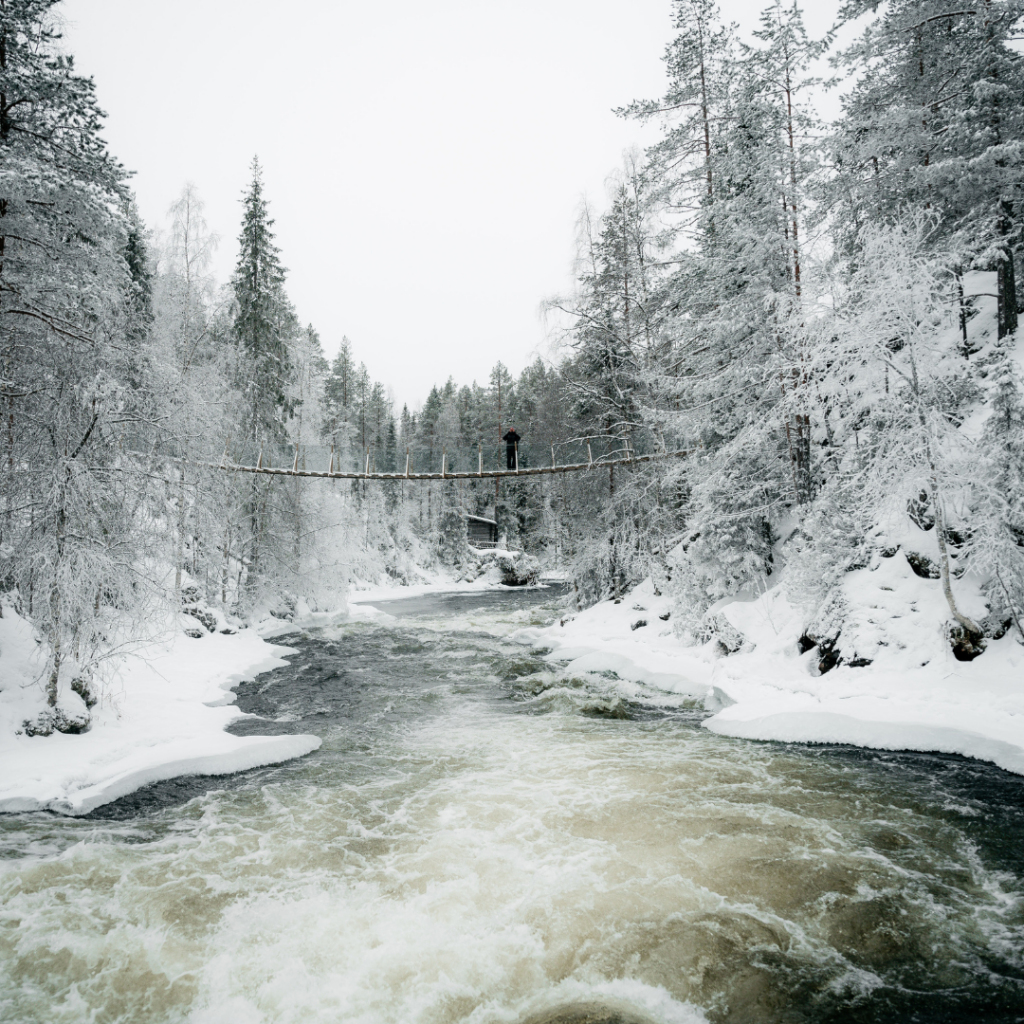 Ongerepte sneeuwvlakte bij Pallas Fells in West-Lapland Finland